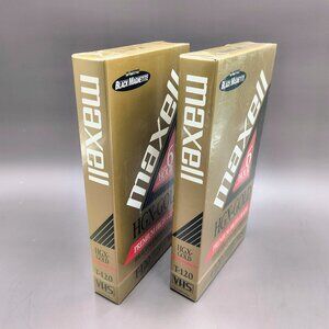 Maxell HGX-Gold T-120 VHS 6 Hour Premium Highgrade Tapes Lot of 2 NEW Sealed